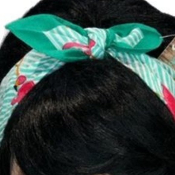 Flamingo and Stripes Retro Bandana Tie Headband - Picture 9 of 13